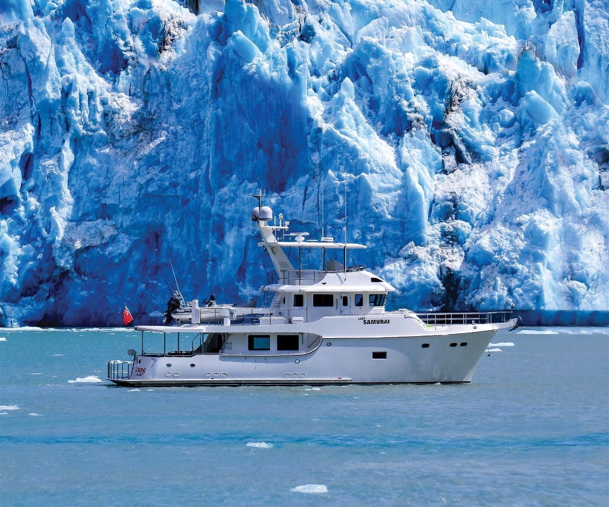 Nordhavn 60 exterior profile on the water, image 01 Nordhavn 60 exterior profile on the water, image 01